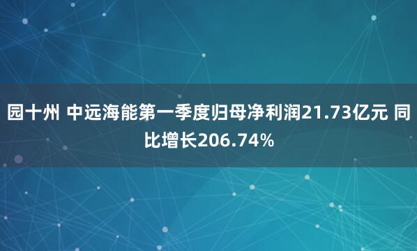 园十州 中远海能第一季度归母净利润21.73亿元 同比增长206.74%